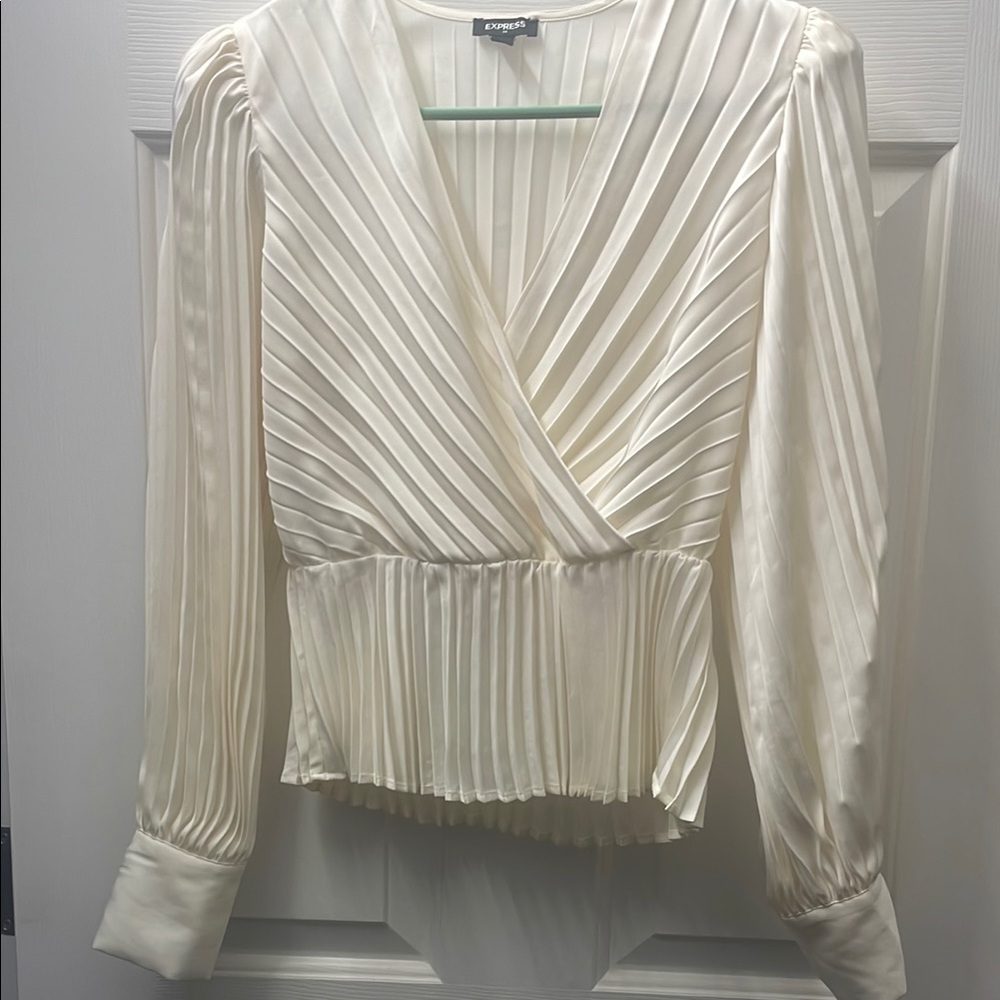 Cream Wrap Blouse by Express